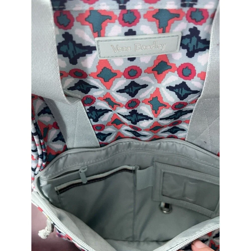 Vera Bradley Lighten Up Frame Backpack Water Geo Pattern Colorful Retired